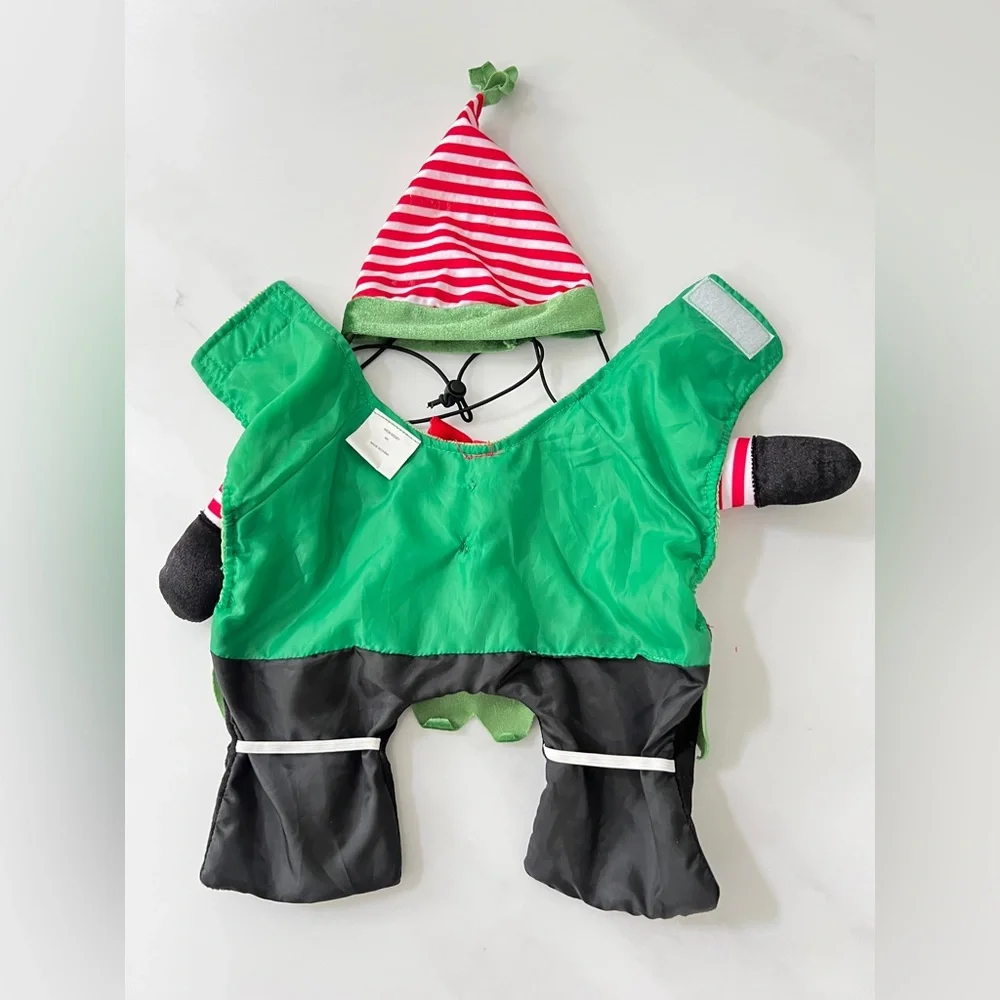 Dog Christmas Elf velvet Costume S green red black nWOT pet cat piglet